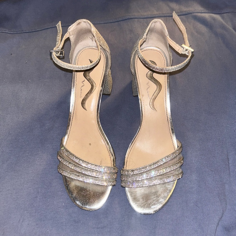 Elegant Silver Strappy Heels